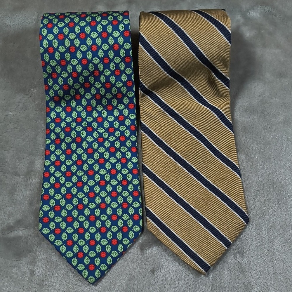 Vintage Brooks Brothers 346 Tie Lot of 2 Mens Silk Made In USA Geometric Striped